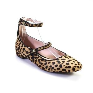 JCrew Sally Calf Hair Leopard Print Ballet Flats